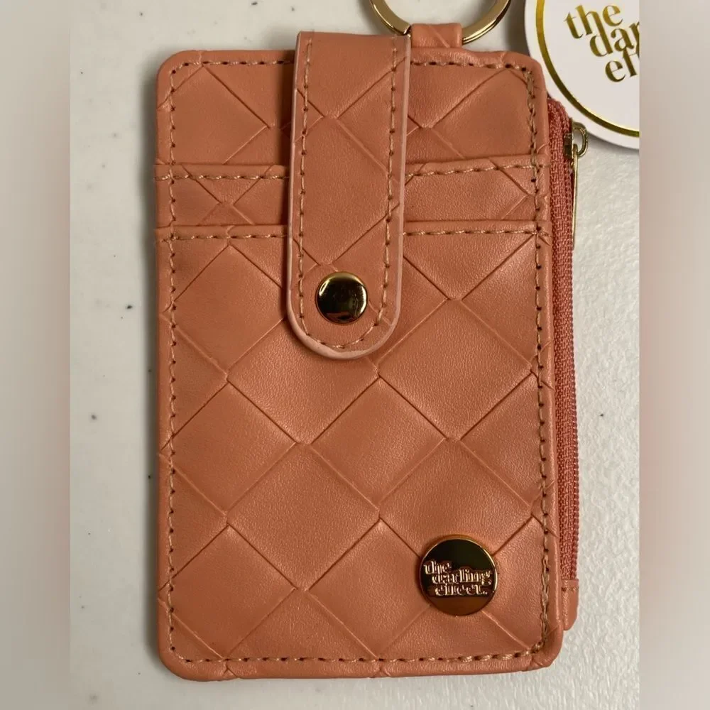 NWT The Darling Effect Woven Keychain Wallet Card Holder - Rose Color